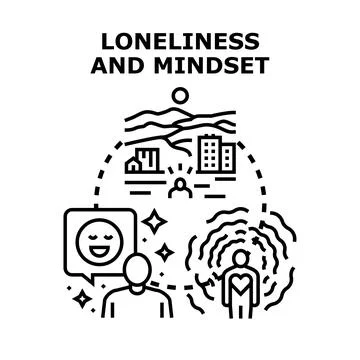 Loneliness and mindset concept vector illustration Illustrazione stock