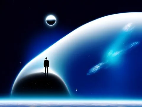 Loneliness concept with space objects Stock Illustration