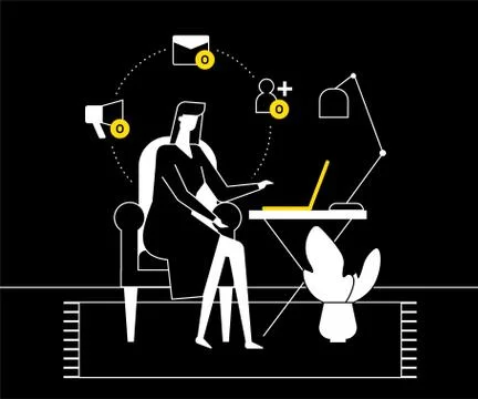 Loneliness on the Internet - flat design style illustration Stock Illustration