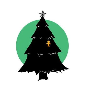 Loneliness for the new year. Christmas tree with one toy. Vector illumination Stock Illustration