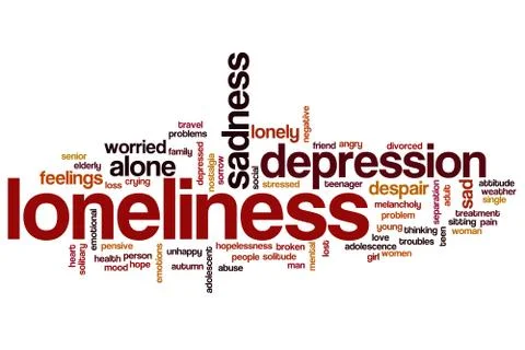 Loneliness word cloud concept Illustrazione stock