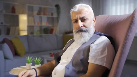 Lonely abandoned gray haired bearded man is bored. 스톡 동영상 220633803
