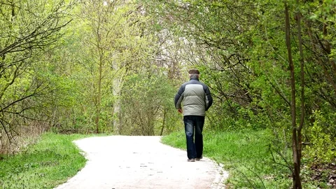 Lonely Aged man walking in the park. Stock Footage 117534908