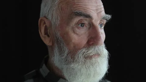 Lonely aged pensioner thinking about problems, sad retired man in despair Stock Footage 142650291