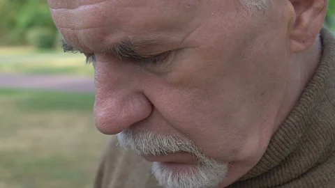 Lonely aged pensioner thinking problem, retirement poverty, pension fund crisis Stock-Footage 118990851