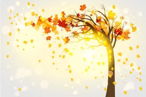 Lonely autumn tree Stock Illustration