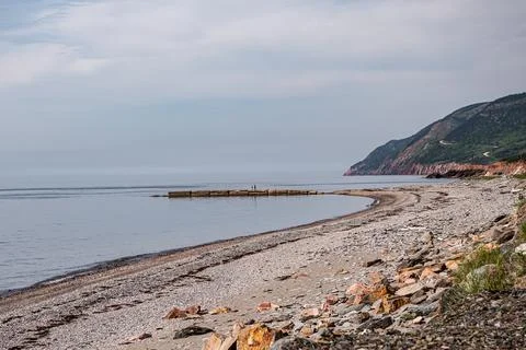 Lonely beach dock n eastern Canada Stock Photos