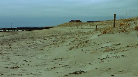 Lonely Beach During The Winter Video stock 45373171