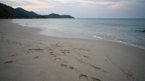 Lonely Beach, empty beach in the morning. Stock Footage 122668692