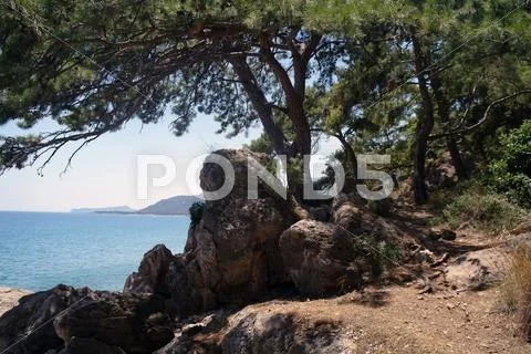 Lonely beach, Mediterranean coast,Turkey Stock Photos