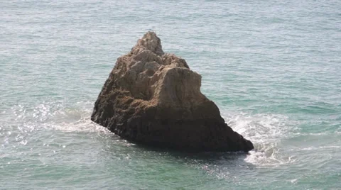 Lonely Beach Rock Stock Footage 27940899