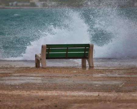 Lonely Bench. Isolated Stock Photos