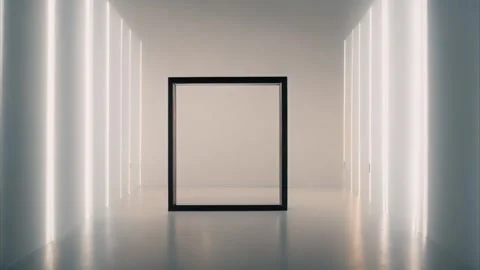 Lonely black vertical rectangular frame around moving white light effects, .. Vídeos de archivo 273954213