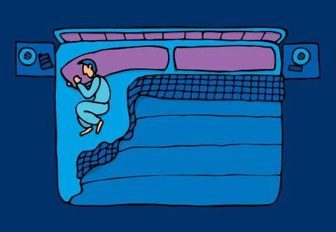 Lonely blue guy sleeping Stock Illustration