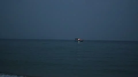 Lonely boat (evening) _2 Stock Footage 11890833