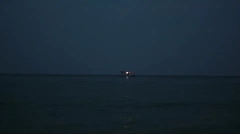 Lonely boat (evening) Stock Footage 11890656