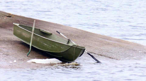 Lonely boat Stock Footage 35550872