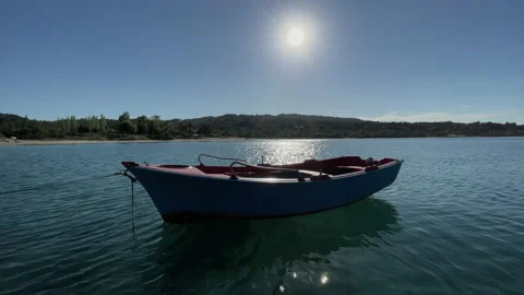 Lonely boat Stock Footage 154532581