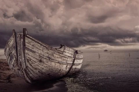Lonely boat Stock Photos