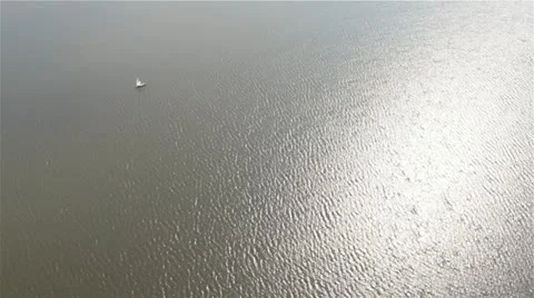 Lonely boat at sea Stock Footage