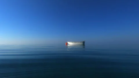 Lonely boat on the surface 库存影片 247769191