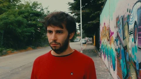 Lonely Boy Walking in Slow Motion Video stock 87200853