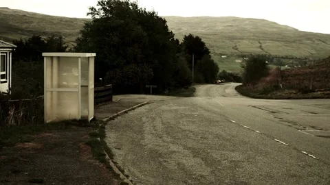 Lonely Bus Stop Stock Footage 201897873