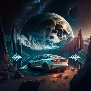 A lonely car from the future Stock Illustration