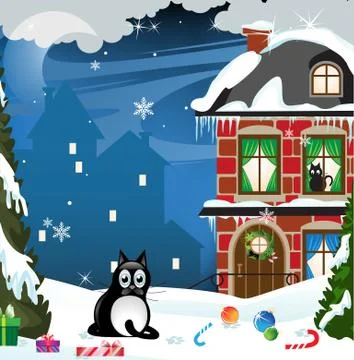 Lonely Cat Stock Illustration