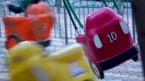 Lonely child rides an empty carousel Stock Footage 145192857