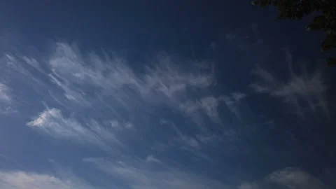 Lonely cirrus clouds in the blue sky Stock Footage 240198649
