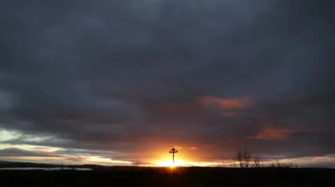A lonely cross Stock Footage 9776753