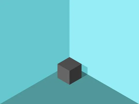 Lonely cube in corner Stock Illustration