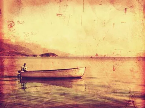 Lonely ferryman Stock Photos