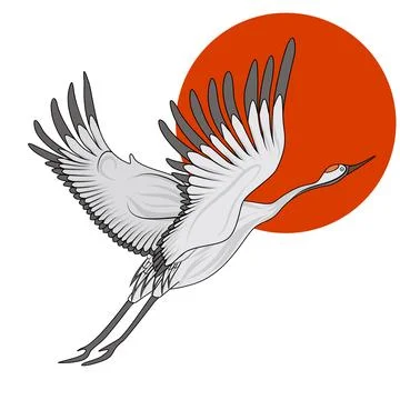 Lonely flying crane Stock Illustration