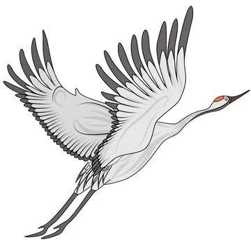 Lonely flying crane Stock Illustration