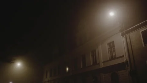 Lonely ghost building empty deserted home scary night foggy nights moody Stock Footage 149309410