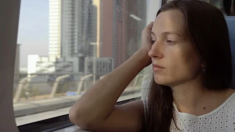 Lonely girl on the train Stock Footage 101682047