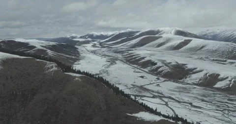 The lonely grassland after a snowfall Video stock 337985268