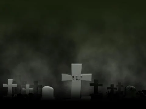 Lonely Graveyard with dark clouds background Stock Illustration