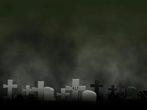 Lonely Graveyard with dark clouds background Stock Illustration