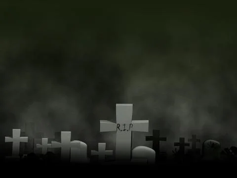 Lonely Graveyard with dark clouds background イラスト素材