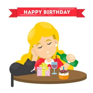 Lonely happy birthday. Stock Illustration