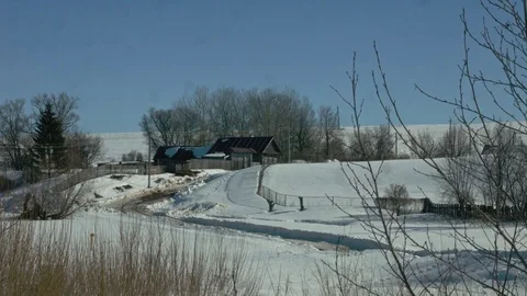 Lonely house on the field Stock Footage 73783556