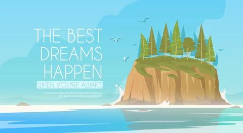 Lonely island. Vector illustration. Stock Illustration
