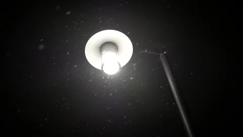 Lonely lantern on a winter night Stock Footage 94584444