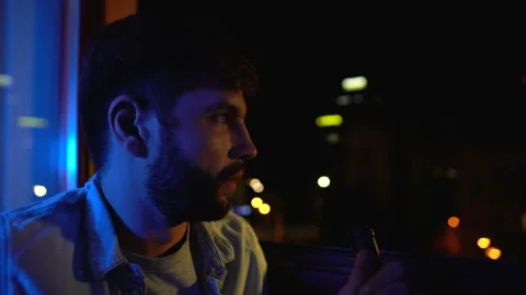 Lonely man drinking wine from bottle, suffering from life problems, addiction Stock Footage 114724860