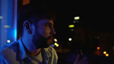 Lonely man drinking wine from bottle, suffering from life problems, addiction Stock Footage 114741894
