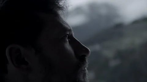 Lonely man feeling lost and sad extreme closeup Stock Footage 54101187