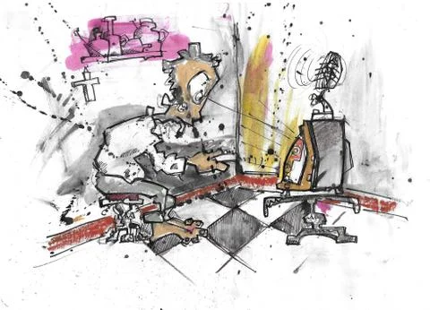 Lonely man Stock Illustration